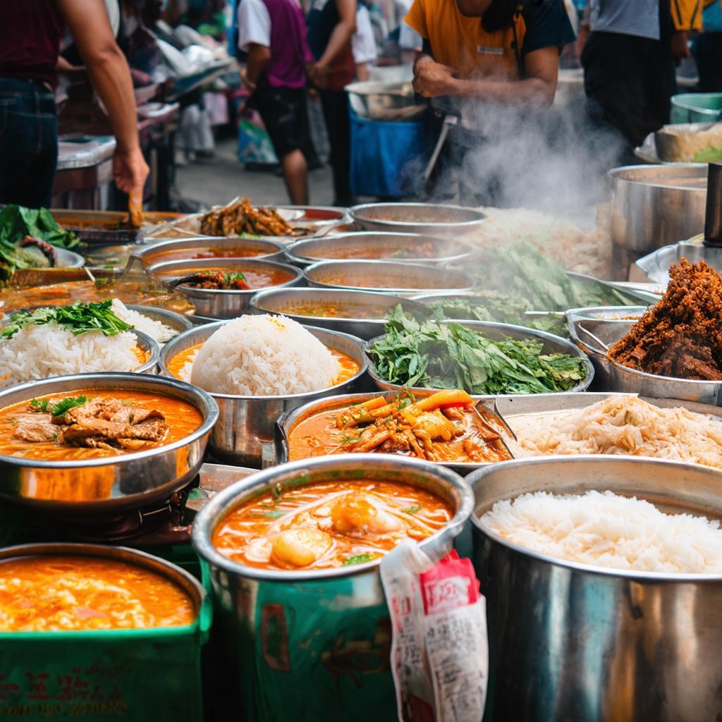 Các món ăn đường phố hấp dẫn bày bán tại khu ẩm thực Chợ Tân Long.